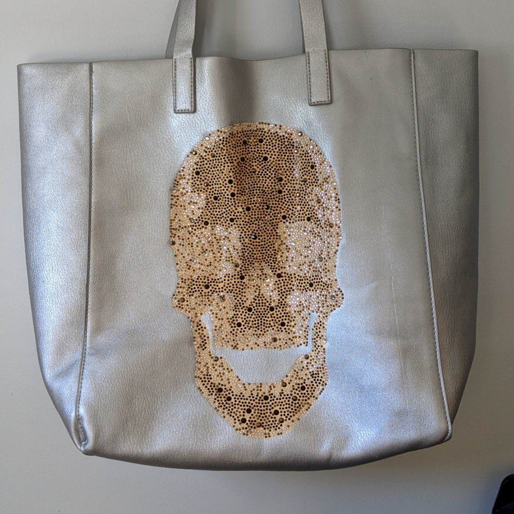 AH!DORNED Rhinestone Skull Tote